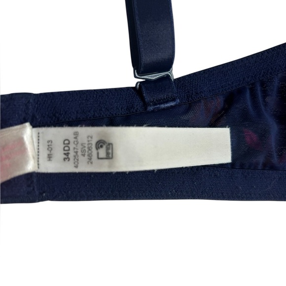 Victoria's Secret PINK Wear Everywhere Push Up Bra Women's 34DD Blue Floral Mesh - Picture 10 of 15